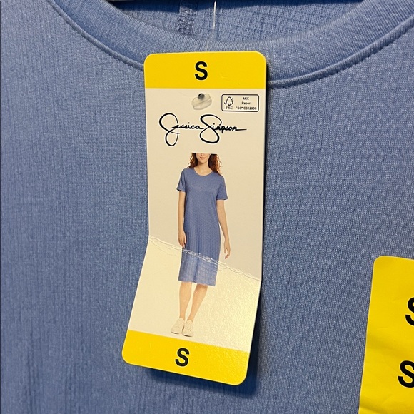 Crinkle Short Sleeve Midi Dress NWT Jessica Simpson Blue Women’s Size Small - Picture 2 of 7